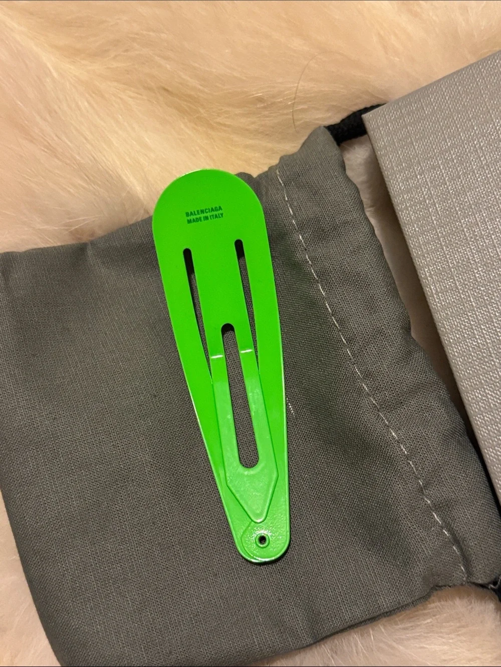NEW Balenciaga Holli XXL Neon Green Snap Hair Clip